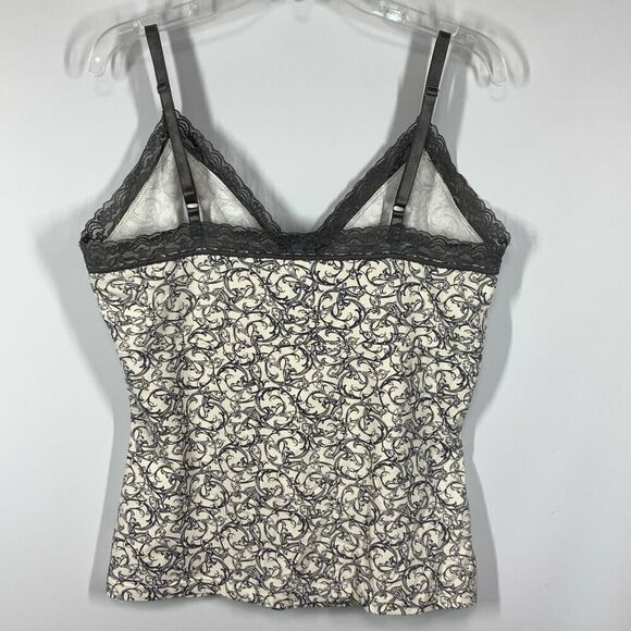White House Black Market Floral V-Neck Cami Top Black & White Size Medium - Picture 5 of 6